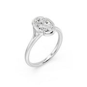 Bague de fiançailles 1.50 carat or blanc 14 carats diamant synthétique ovale Georgia